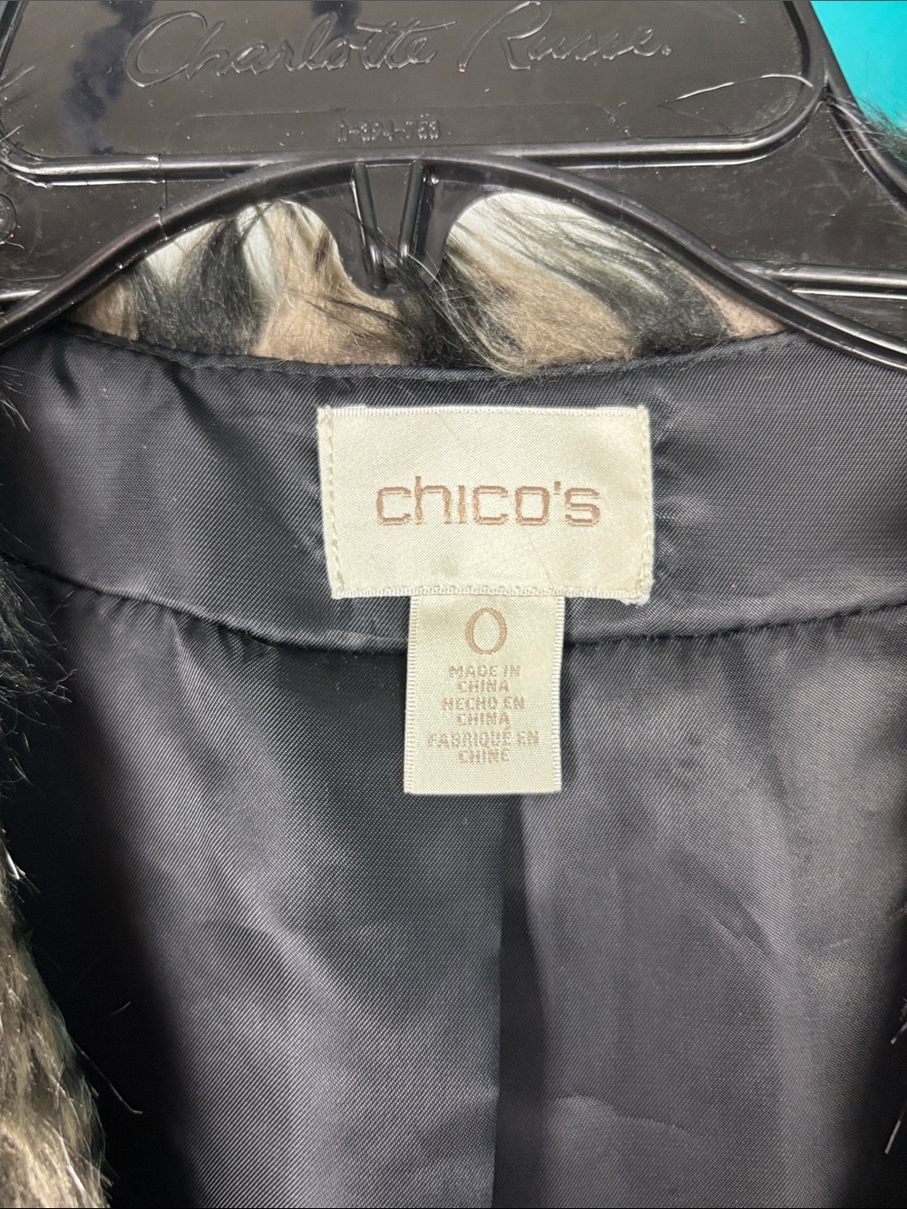 Chico's Black and Brown Faux Fur Sleeveless Vest - Picture 2 of 6